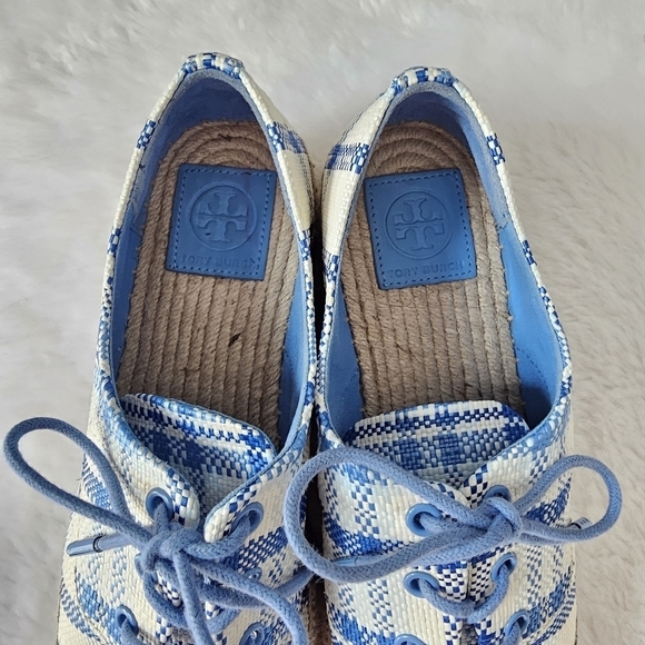 TORY BURCH Raffia Plaid Print Espadrilles - Picture 6 of 9